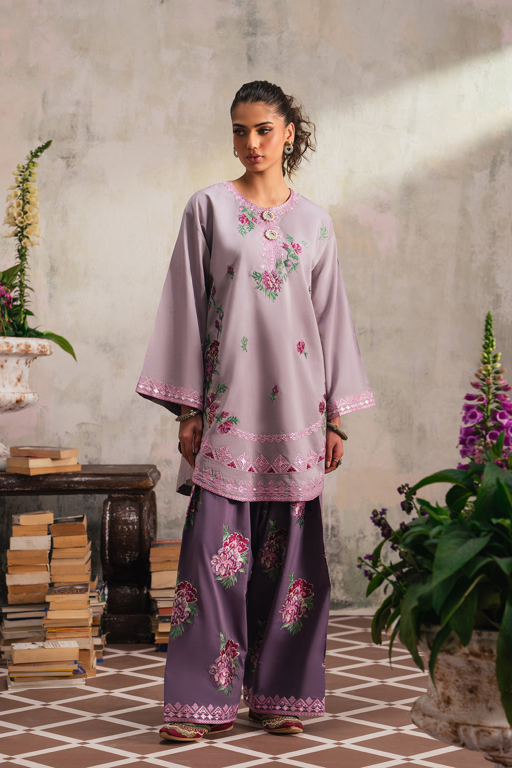 Purple  cheese top n farsi bottom co-ord set